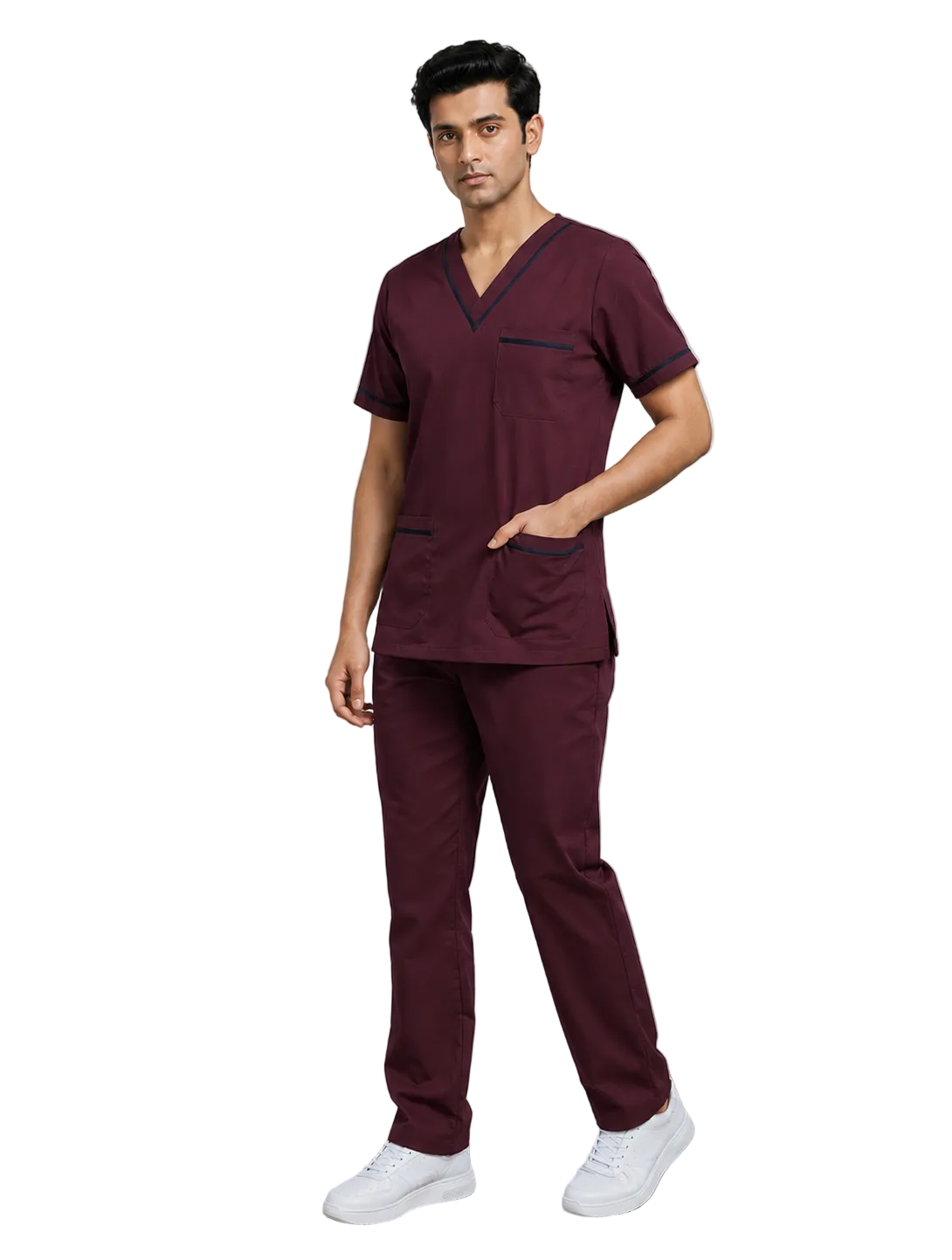 Premium V-Neck Maroon Male Scrub