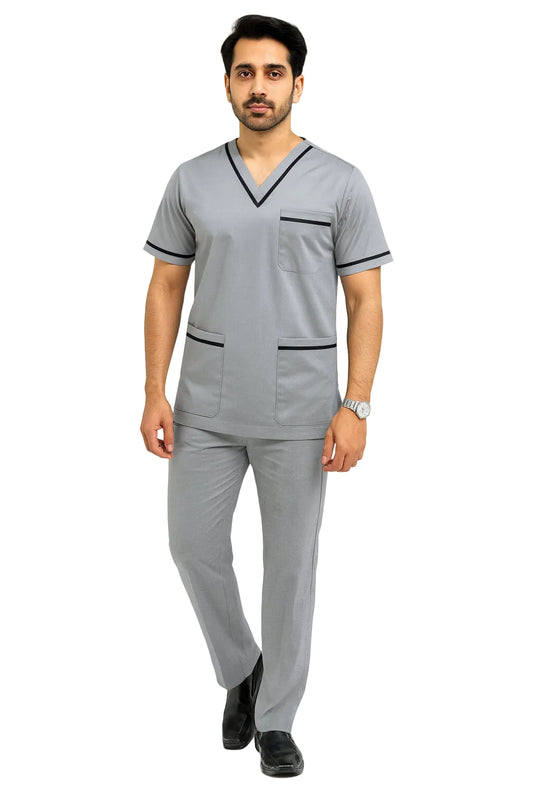 Premium V neck Gray Scrub for Male